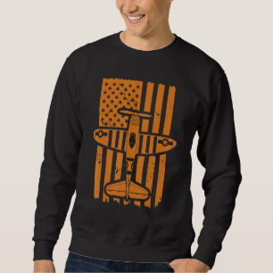 Sudadera Avión vintage biplano bandera de EE. UU. Avión p