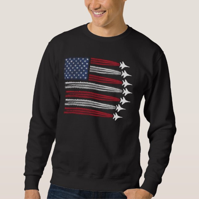 Sudadera Aviones de combate con bandera estadounidense el 4 (Anverso)