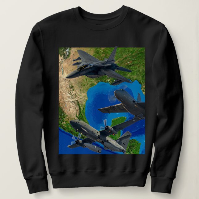 Sudadera Aviones Militares Sobre Lienzo (Anverso del diseño)