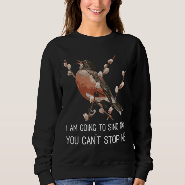 Sudadera Aviso de canto de Red Robin que voy a cantar pájar (Anverso)