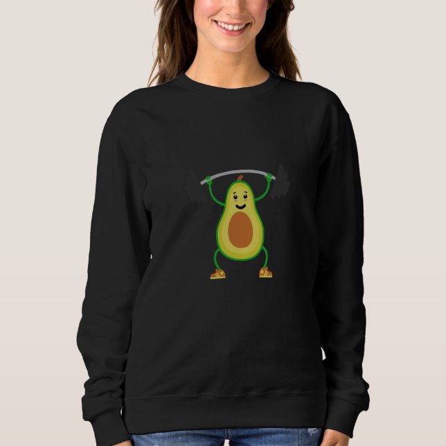 Sudadera Avocado Vegan Little Man or Woman In Gym Weightlif (Anverso)