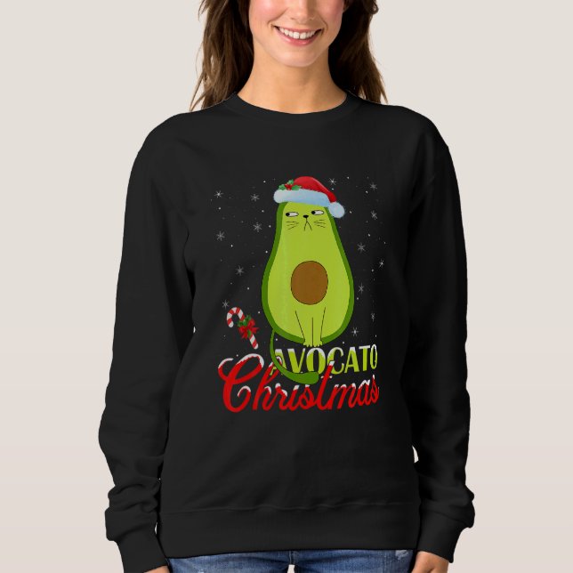 Sudadera Avocado  Xmas Lights Santa Avocado Cat Christmas (Anverso)