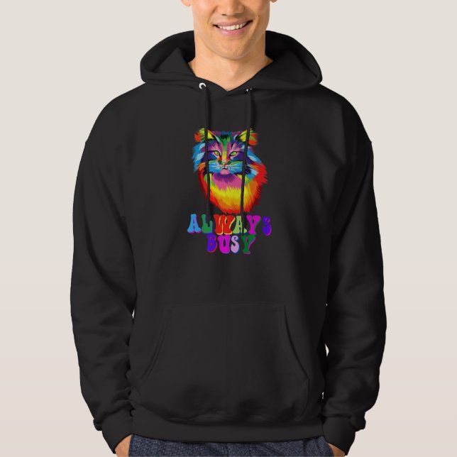 Sudadera Awesome Always Busy Kitty Cool Colors Cat (Anverso)
