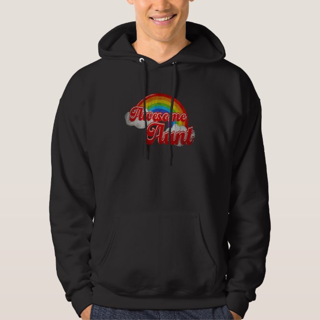 Sudadera Awesome Aunt Rainbow Colorful Clouds Family (Anverso)