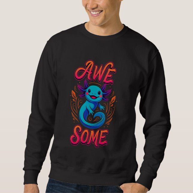 Sudadera Awesome Axolotl Cute Colorful Smiling Amphibian Ca (Anverso)