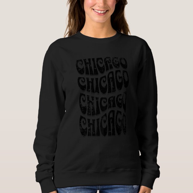 Sudadera Awesome Chicago Illinois Groovy Retro Distressed (Anverso)