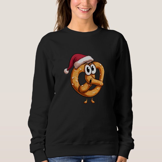 Sudadera Awesome Festive Pretzel with Santa Claus Hat Costu (Anverso)