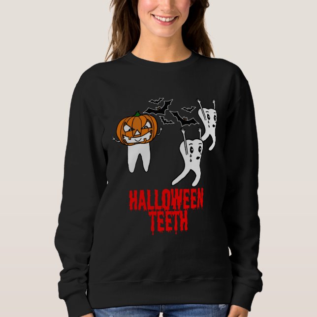 Sudadera Awesome Halloween Tooth With Pumpkin For Dental Wo (Anverso)