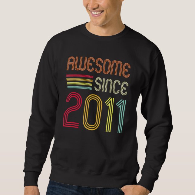Sudadera Awesome Since 2011 11th Birthday Retro (Anverso)