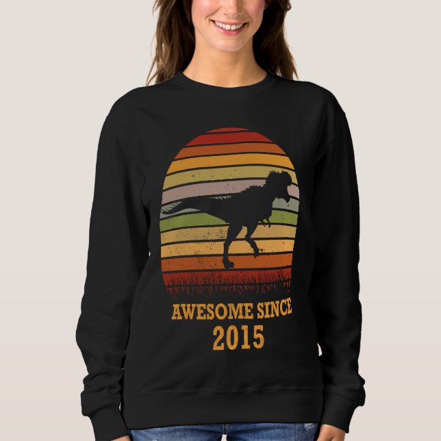 Sudadera Awesome Since 2015 Rex Dinosaur Sunset For Boys An (Anverso)