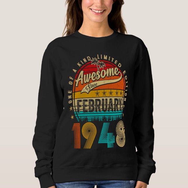 Sudadera Awesome Since February 1948 75 Years Old 75th Birt (Anverso)