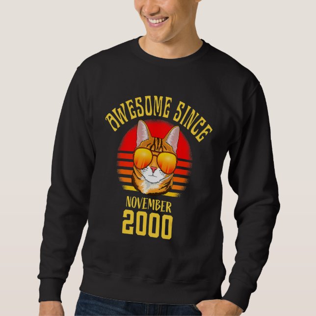 Sudadera Awesome Since November 2000 22nd Birthday  Cat (Anverso)