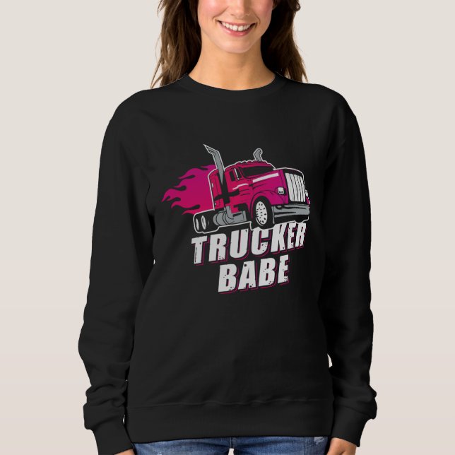 Sudadera Awesome Trucker Babe Trailer Truck Driver Women Gi (Anverso)