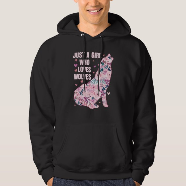 Sudadera Awesome Wolf   Just A Girl Who Loves Wolves   Flor (Anverso)