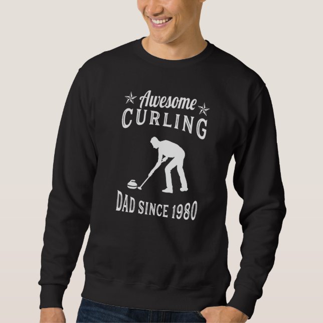 Sudadera Awsome Curling Dad Since 1980 Curling Curling Play (Anverso)