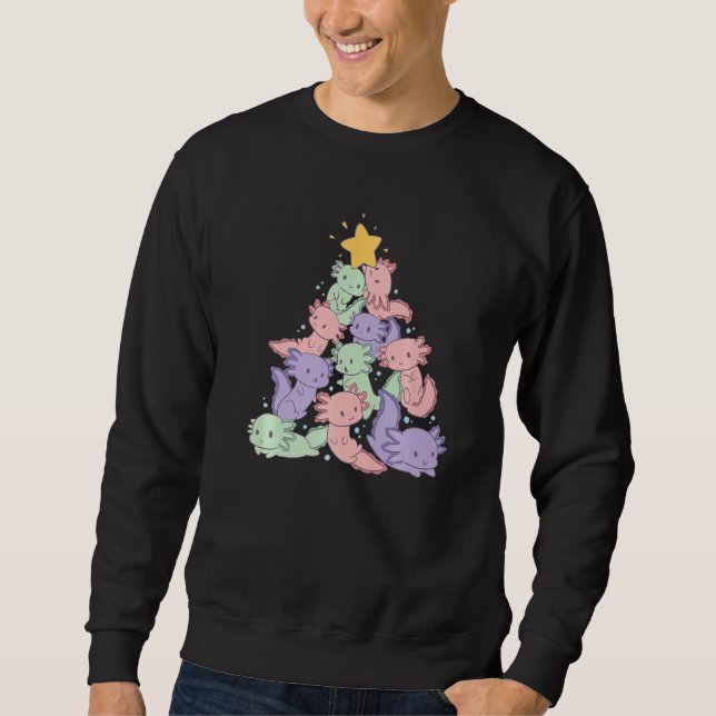 Sudadera Axolotl Christmas Tree Cute Amphibian Axolotl Xmas (Anverso)