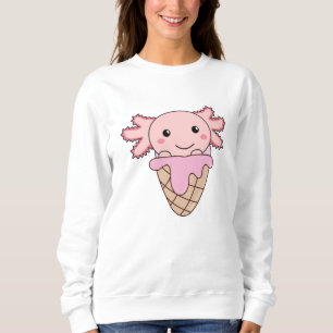 Sudadera Axolotl Crema De Hielo Rosa Waffle Animales Dulces