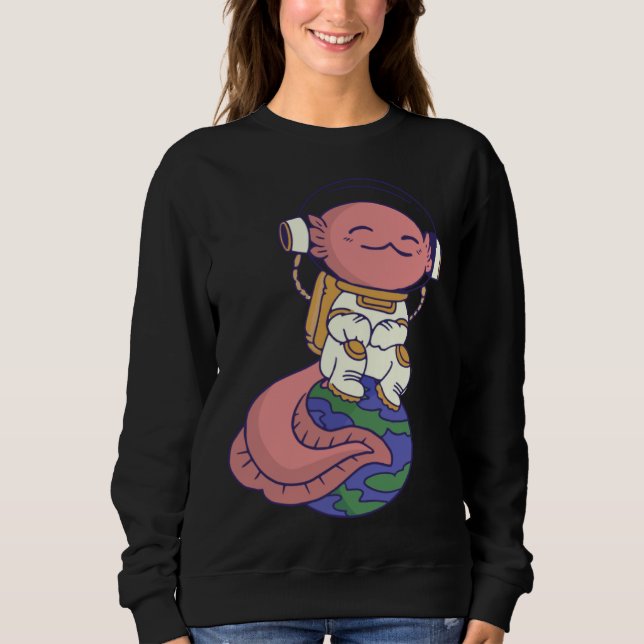 Sudadera axolotl cute funny axolotl lover earth space space (Anverso)