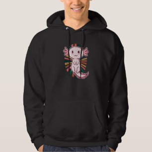 Sudadera Axolotl Cuto Con Rayos Retro Sunset