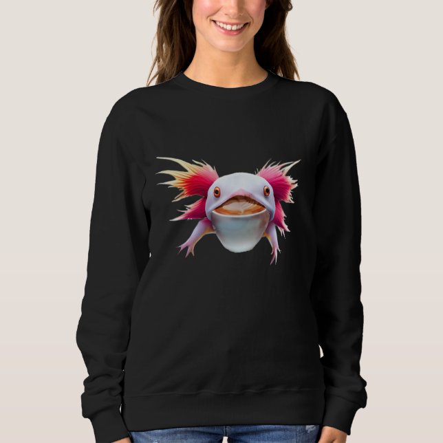 Sudadera Axolotl Drinking Coffee Funny Cute (Anverso)