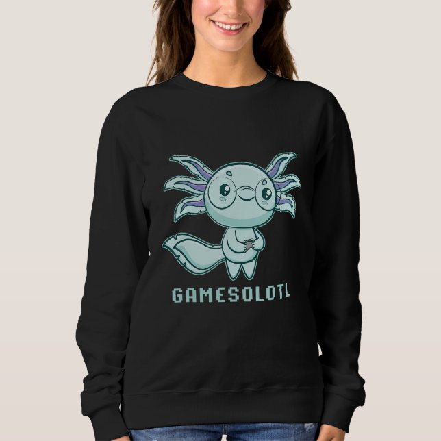 Sudadera Axolotl Fish Playing Video Games Lizard Gamesolotl (Anverso)