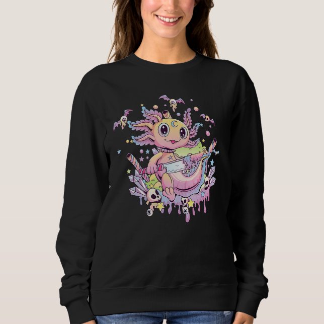 Sudadera Axolotl Halloween Skull Creepy Axolotl Pastel Goth (Anverso)