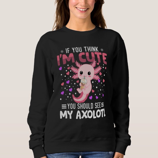 Sudadera Axolotl Heart Valentine's Day Animal For Womens Ki (Anverso)