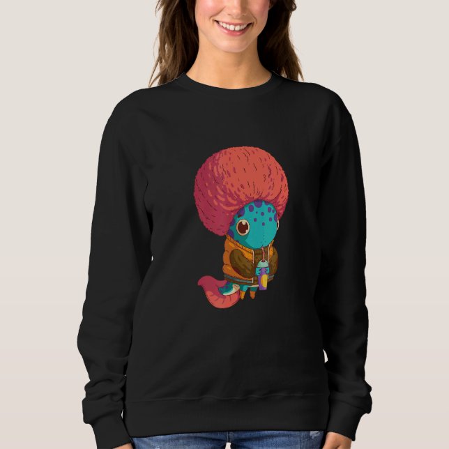 Sudadera Axolotl Niño Con Un Hielo Afro Rosado Bebiendo Sod (Anverso)