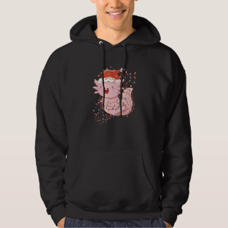 Sudadera Axolotl Wearing A Santa Hat And Tangled In Christm