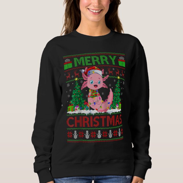 Sudadera Axolotl   Xmas Tree Lights Ugly Santa Axolotl Chri (Anverso)