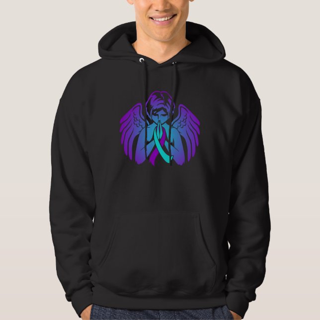 Sudadera Ayuda de Suicidio Awareness Wings Angel Ribbon Hap (Anverso)