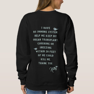 Sudadera Ayúdame a mantener mi transplante de órganos negro