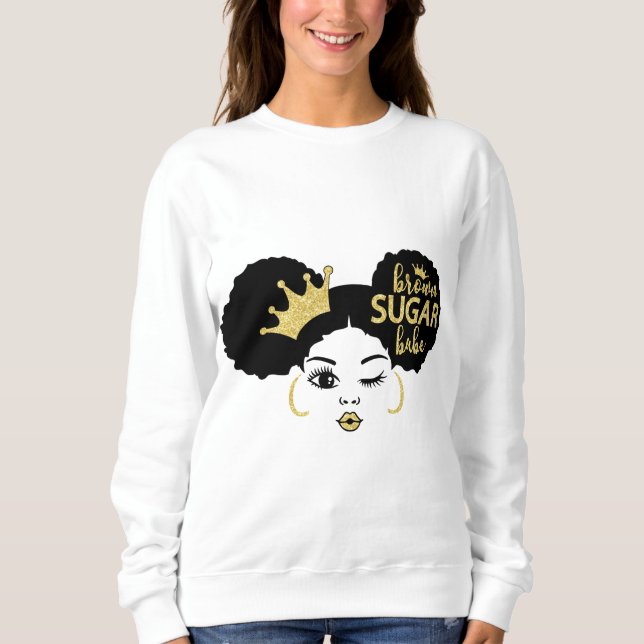 Sudadera Azúcar marrón en negro y oro (Anverso)