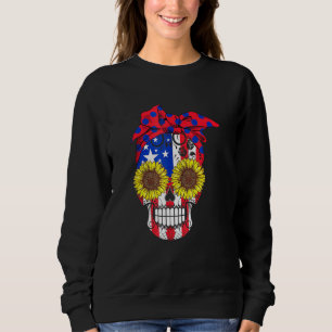 Sudadera Azúcar Skull Bandera americana girasol flores flor
