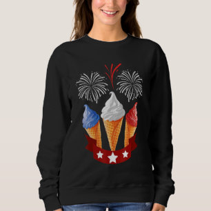 Sudadera Azul Blanco Rojo Helado Crema Cono Bandera Estadou