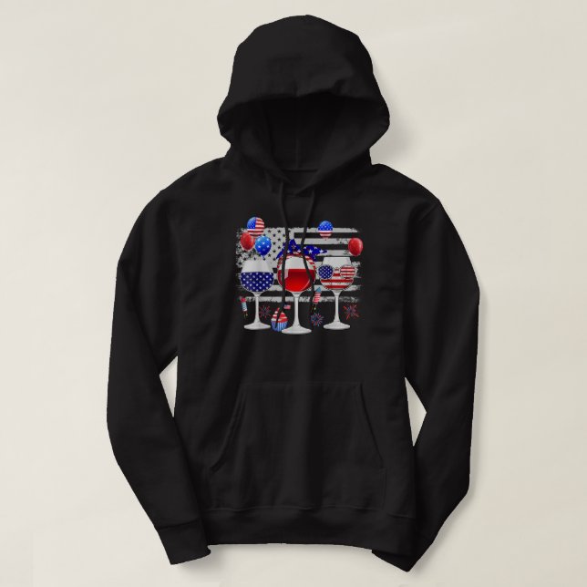 Sudadera Azul Blanco Rojo Tres Vinos Anuncios Bandera Ameri (Diseño del anverso)