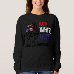 Sudadera Azul Blanco Rojo Y Chihuahuas También Perros Indep