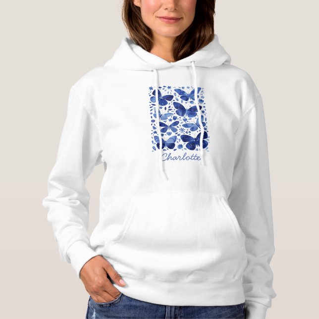 Sudadera Azul de agua de mariposas (Anverso)