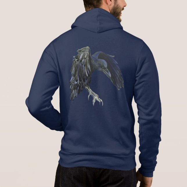 Sudadera Azul de la Marina del Ilustracion del Cuerpo Negro (Reverso)