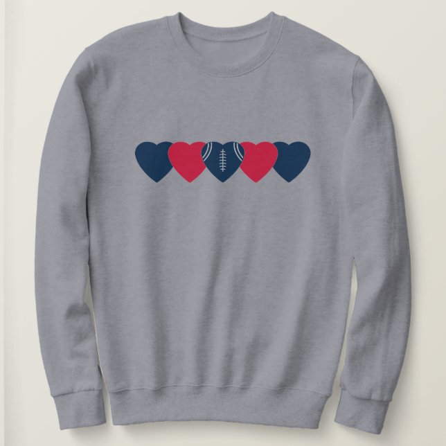 Sudadera Azul Marino y Corazón Rojo Fútbol Oscuro (Anverso del diseño)
