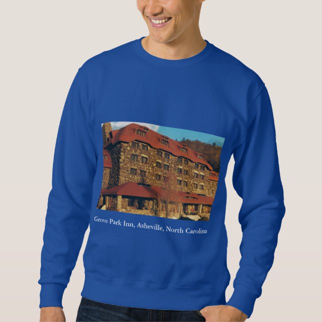 Sudadera azul masculina con foto de Grove Park Inn (Anverso)