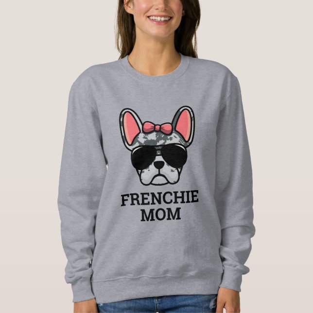 Sudadera Azul Merle Female Bulldog francés Frenchie Dog Mom (Anverso)