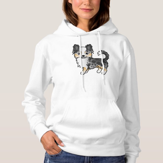 Sudadera Azul Merle Largo Abrigo Chihuahua Perro de caricat (Anverso)