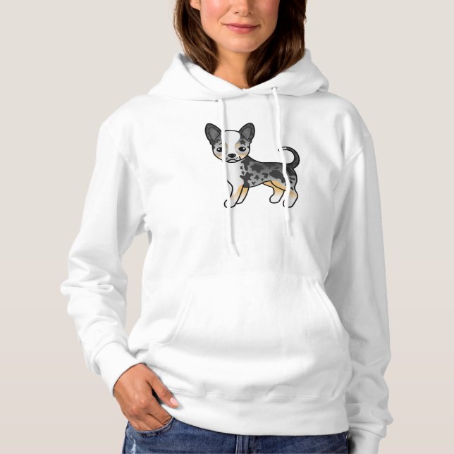 Sudadera Azul Merle Smooth Coat Chihuahua Cute Cartog Dog (Anverso)
