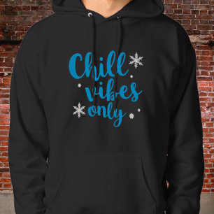 Sudadera Azul negrita "Sólo vibraciones de Chill" con copos