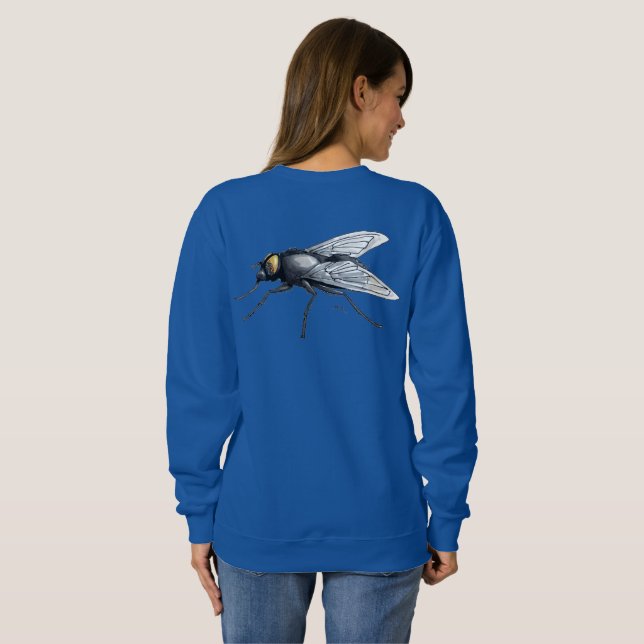 Sudadera azul para mujeres Fly Buddy parte trasera (Reverso completo)