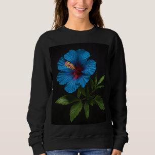 Sudadera "Azul radiante: Flor hibiscus sobre negro