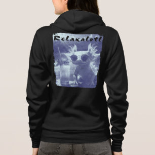 Sudadera Azul Relaxalotl Axolotl Frontal y Trasero con Dist