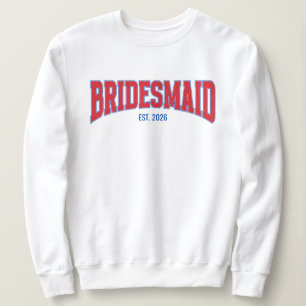 Sudadera Azul + Rojo Bridesmaid de Falso Brillo Despedida d