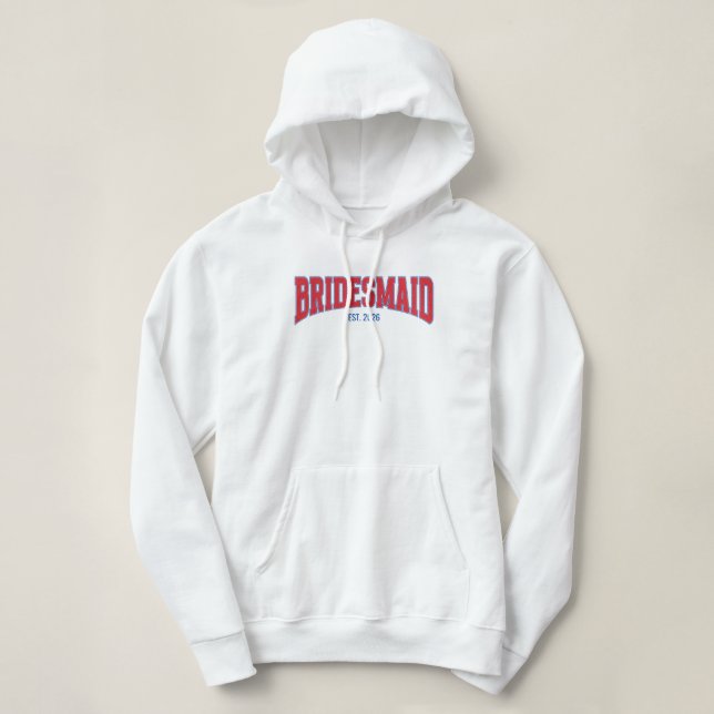 Sudadera Azul + Rojo Brillo Falso DAMA DE HONOR Despedida d (Diseño del anverso)